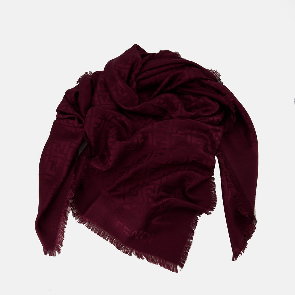 Imagem do Châle FF Bordeaux da Fendi para Mulheres - Temporada Primavera-Verão 2026 - Detalhe 1