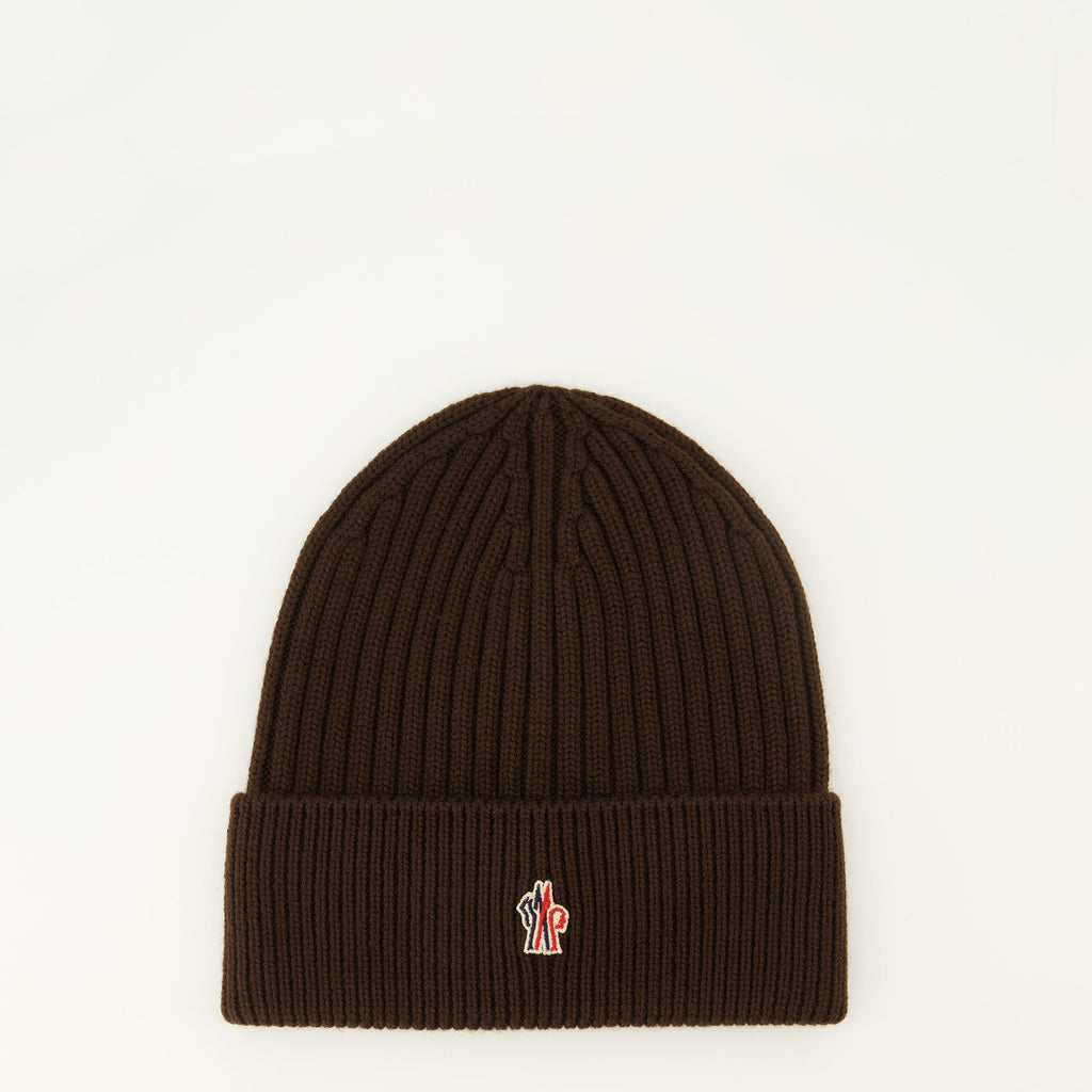 brown wool bonnet, Moncler Grenoble, Autumn-Winter collection, luxury accessories, wool headwear