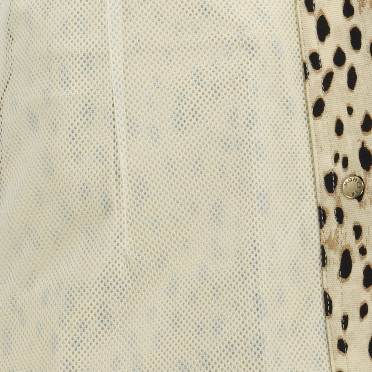 leopard print windbreaker, Moncler coat, technical serge jacket, adjustable fit outerwear, contemporary fashion