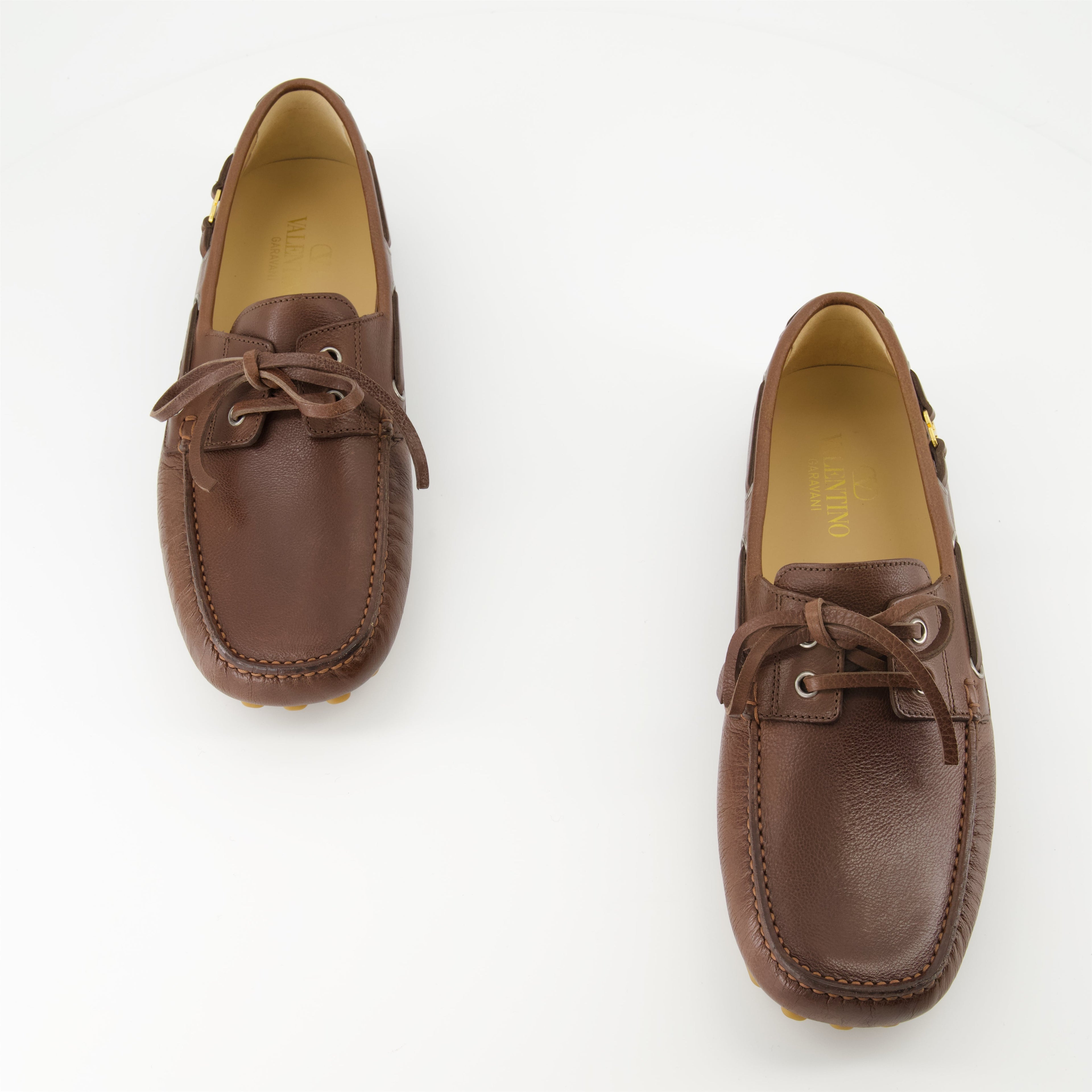 moccasins, brown leather shoes, luxury footwear, driver moccasins, VLogo Signature