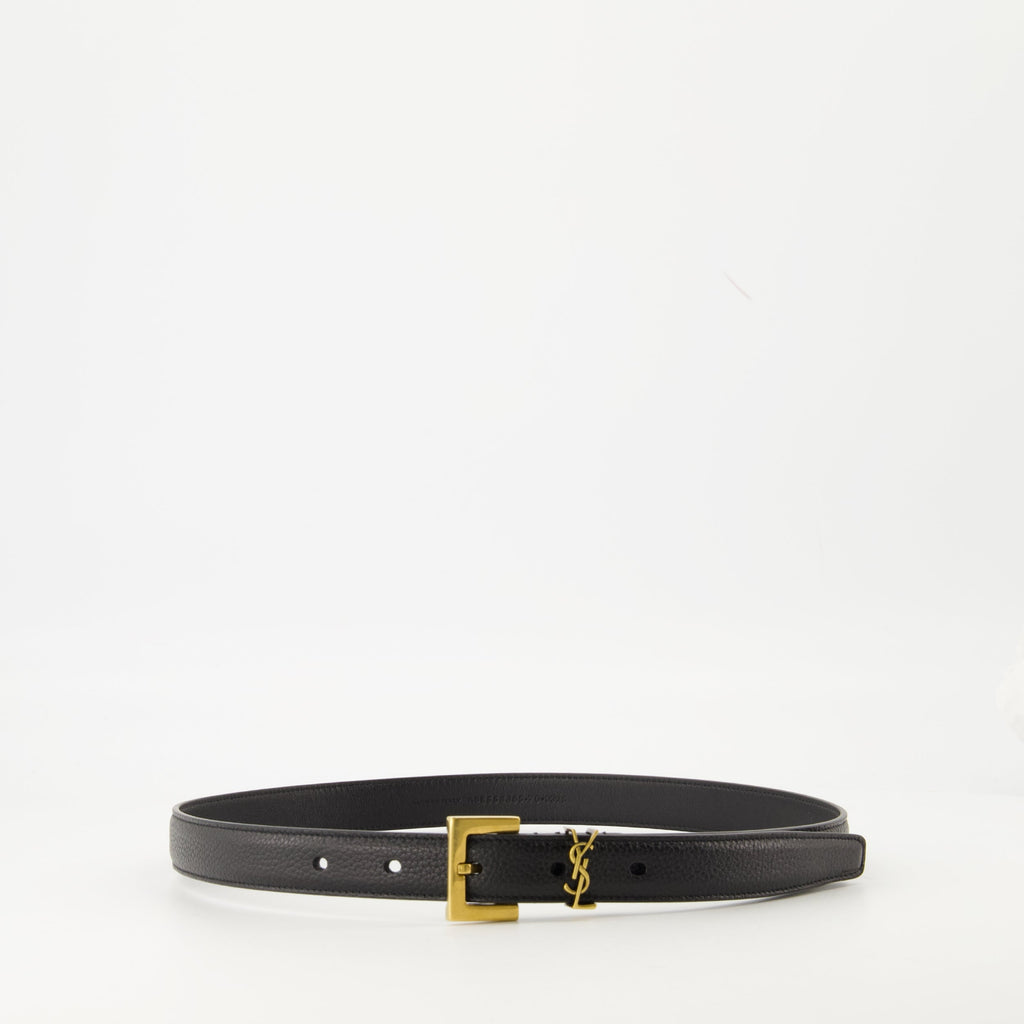 black belt, Saint Laurent accessories, Cassandre belt, leather belt, fashion belt