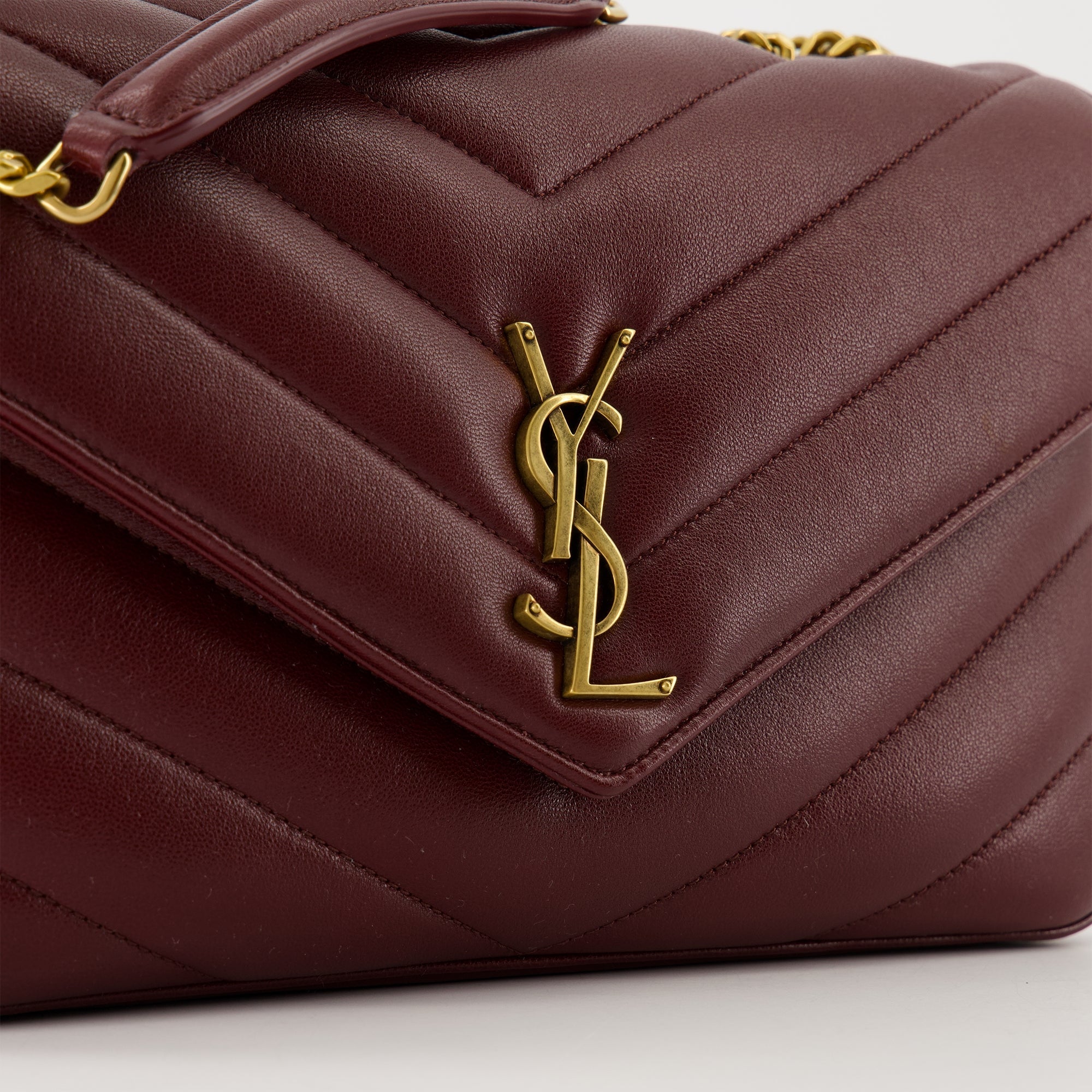 Saint Laurent bag, Le Sac Loulou, bordeaux leather handbag, designer accessories, luxury handbags