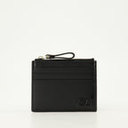 VLogo card holder, black leather card holder, Valentino Garavani accessory, elegant card holder, men's leather card holder