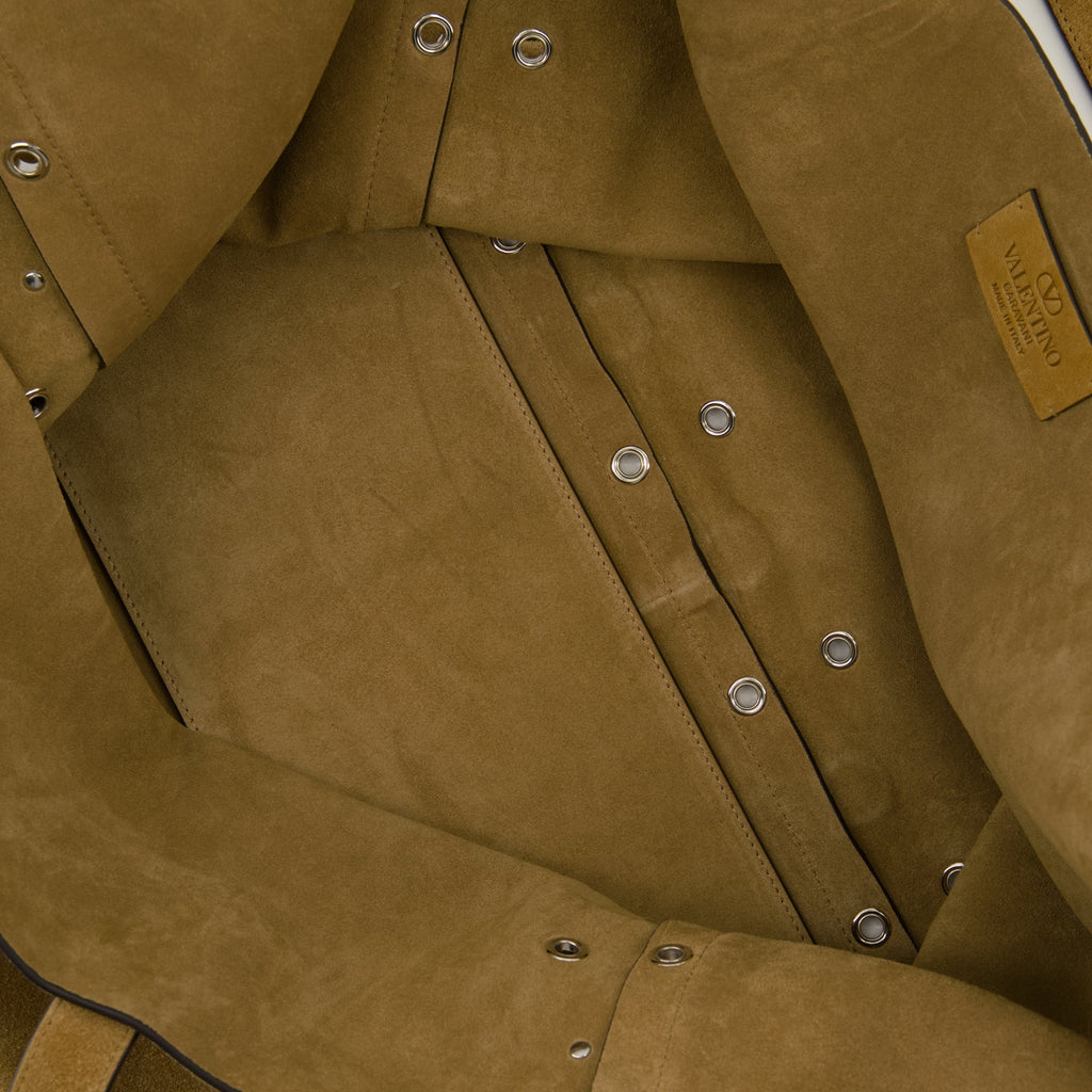 Nellcôte bag, beige suede bag, VLogo Signature, removable zipped pouch, premium accessories