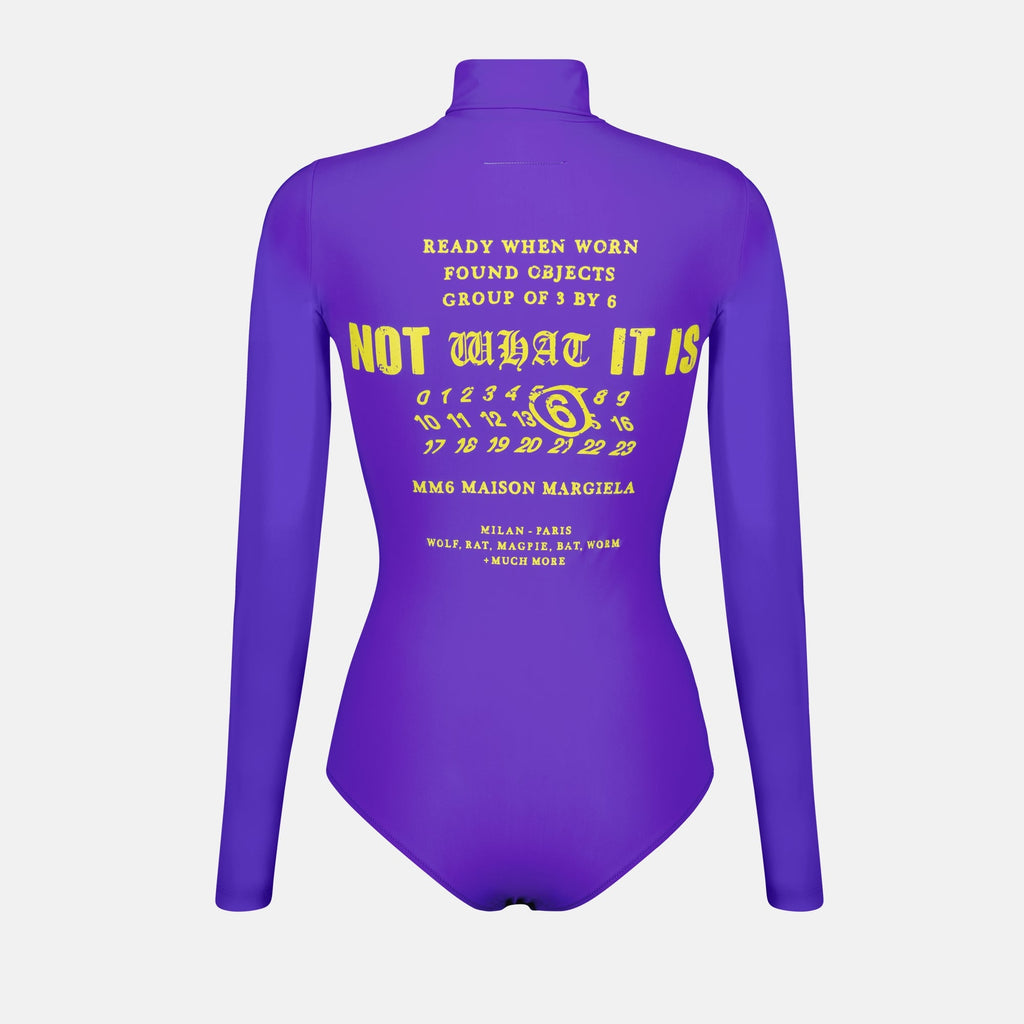 MM6 violet body, high collar body, long sleeve body, printed body, luxury fashion