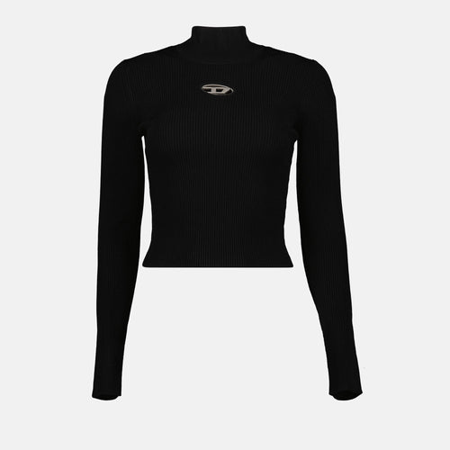 Black Ribbed Knit Turtleneck Sweater