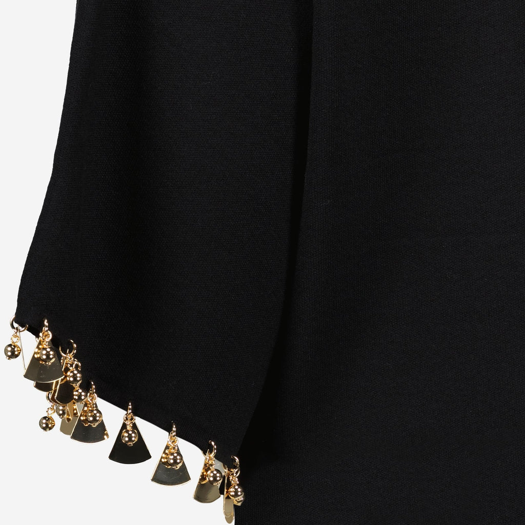 black crop sweater, knitwear, Rabanne, metallic details, Spring-Summer collection