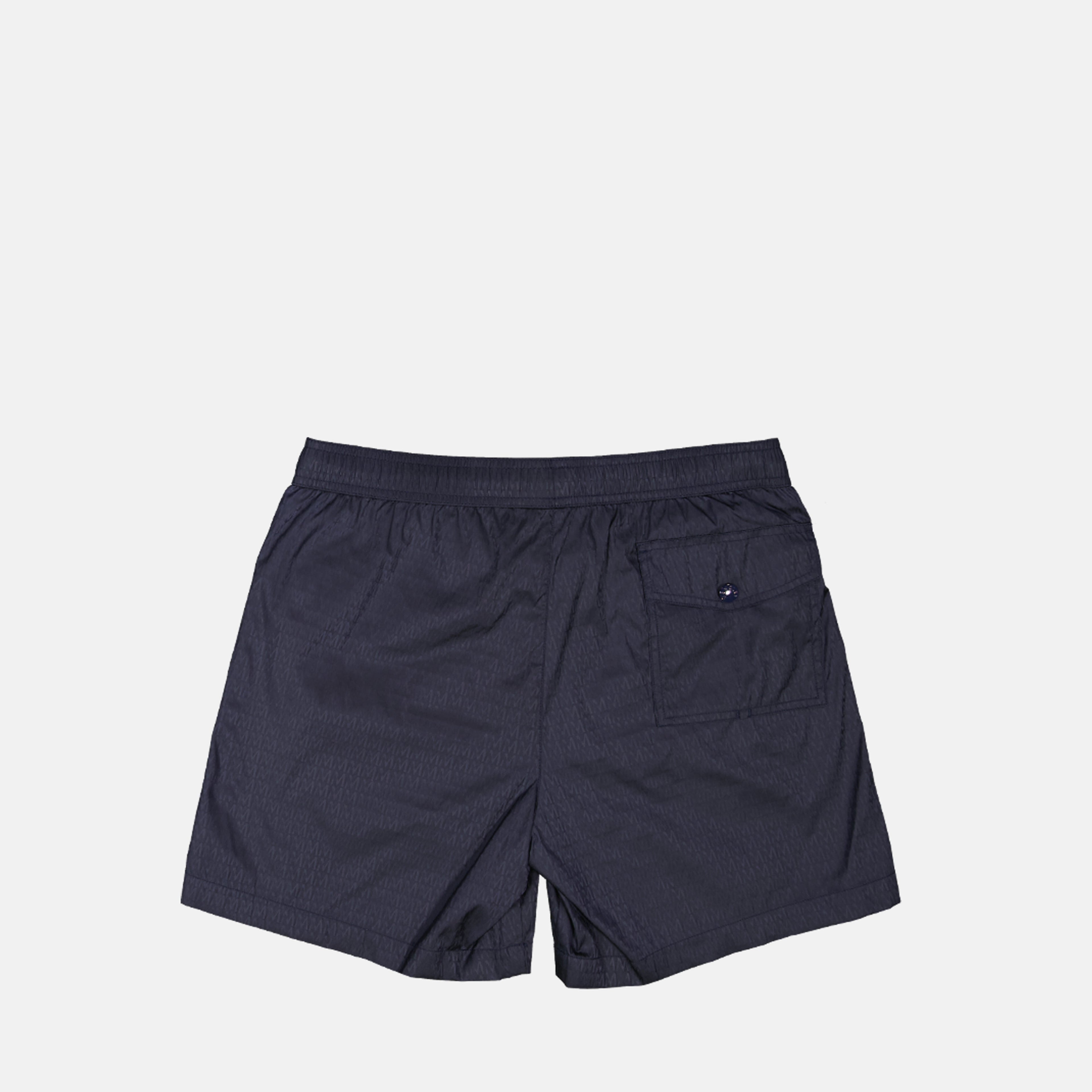 Monogram swim shorts, navy swimwear, Moncler swimwear, nylon swim shorts, summer swimwear