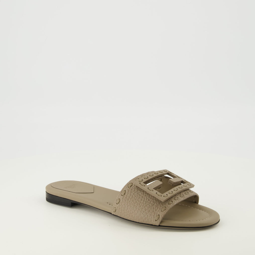 Beige Baguette Mules