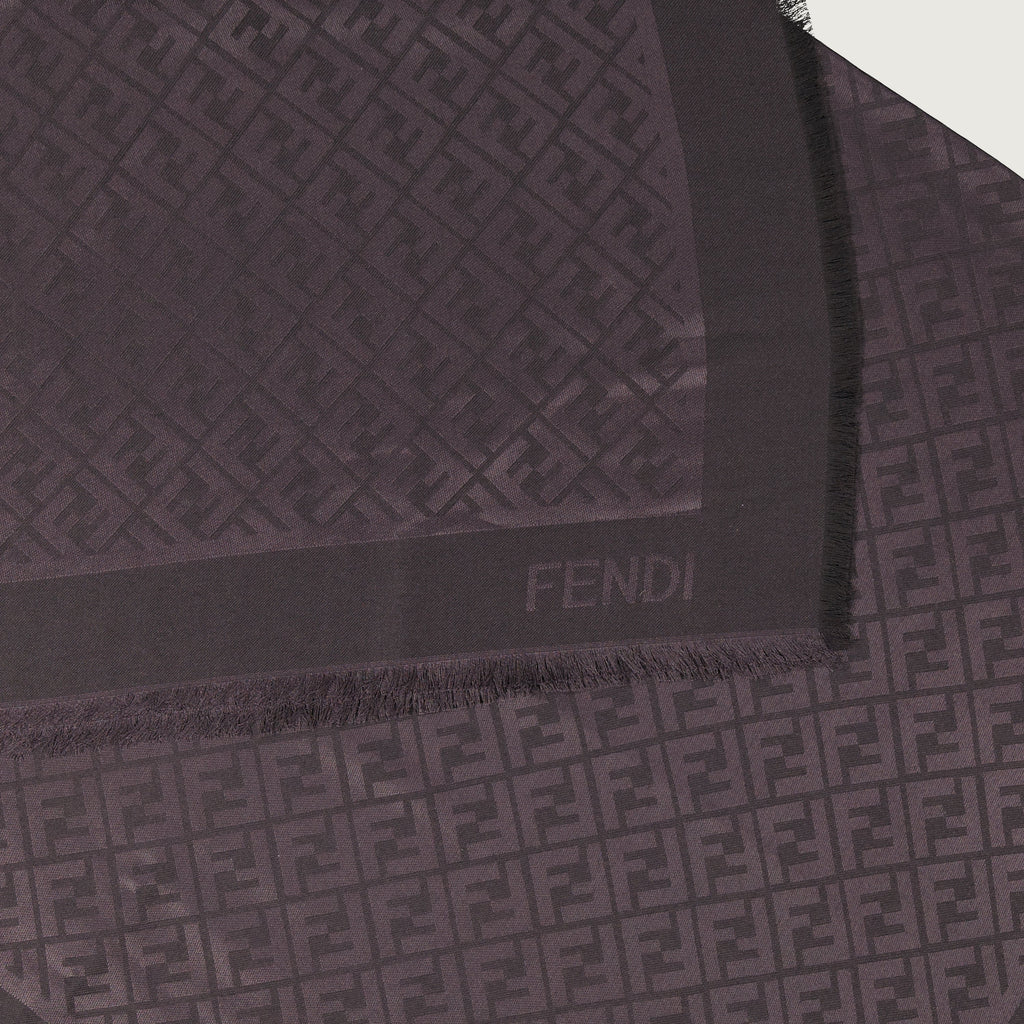 Purple Shawl, FF Pattern Scarf, Wool and Silk Wrap, Elegant Women's Scarf, Autumn Winter Collection