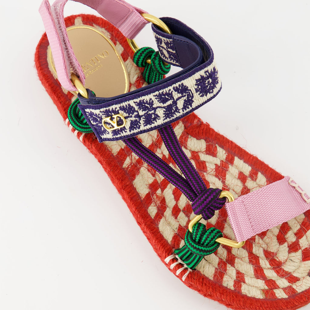 Lake Powell sandals, Valentino Garavani, multicolor print, comfortable sandals, adjustable Velcro straps