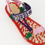 Lake Powell sandals, Valentino Garavani, multicolor print, comfortable sandals, adjustable Velcro straps