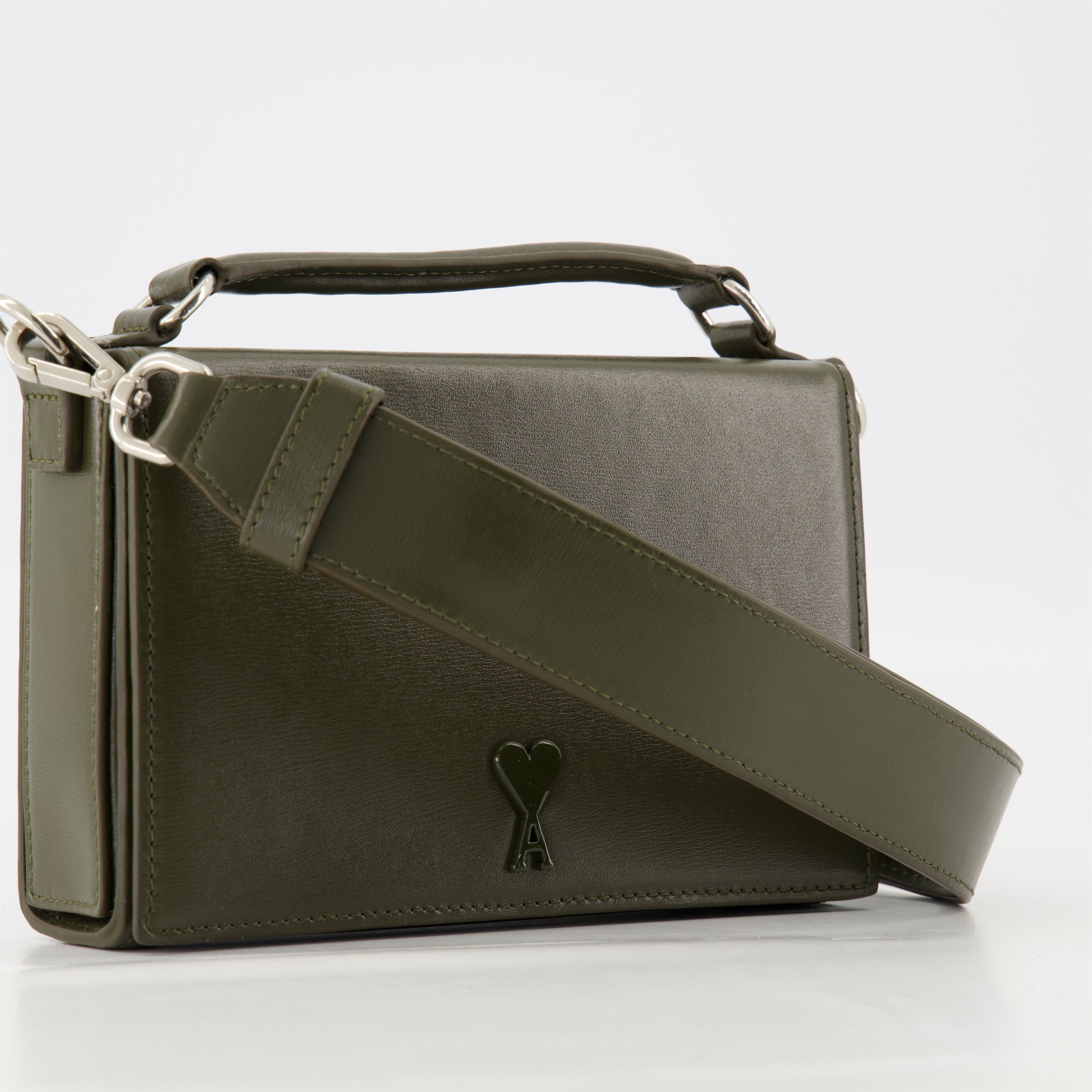 Brown leather bag, AMI Paris lunch bag, unisex leather accessory, stylish lunch bag, Spring-Summer collection