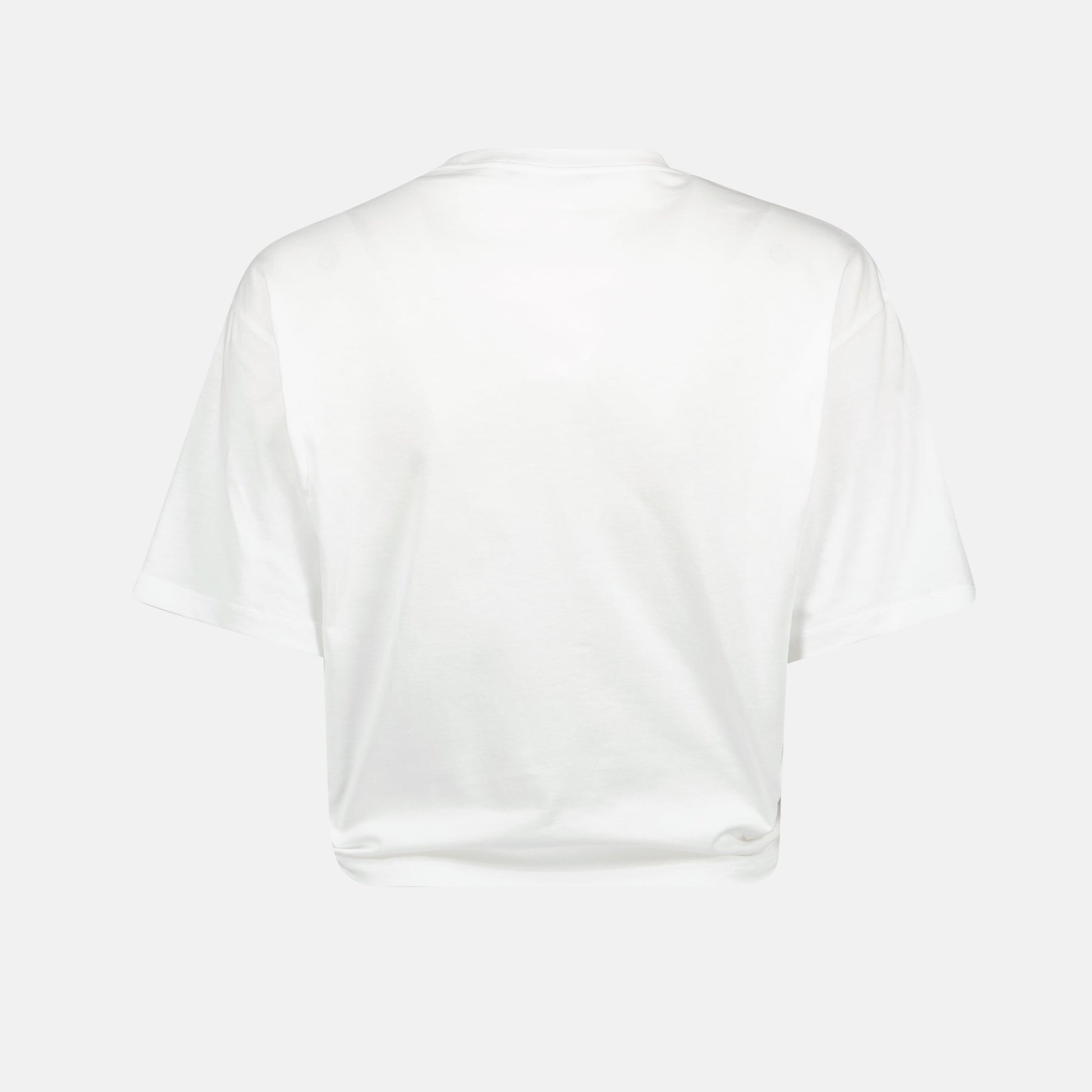 crop t-shirt, safety pin detail, white cotton tee, round neckline, everyday elegance