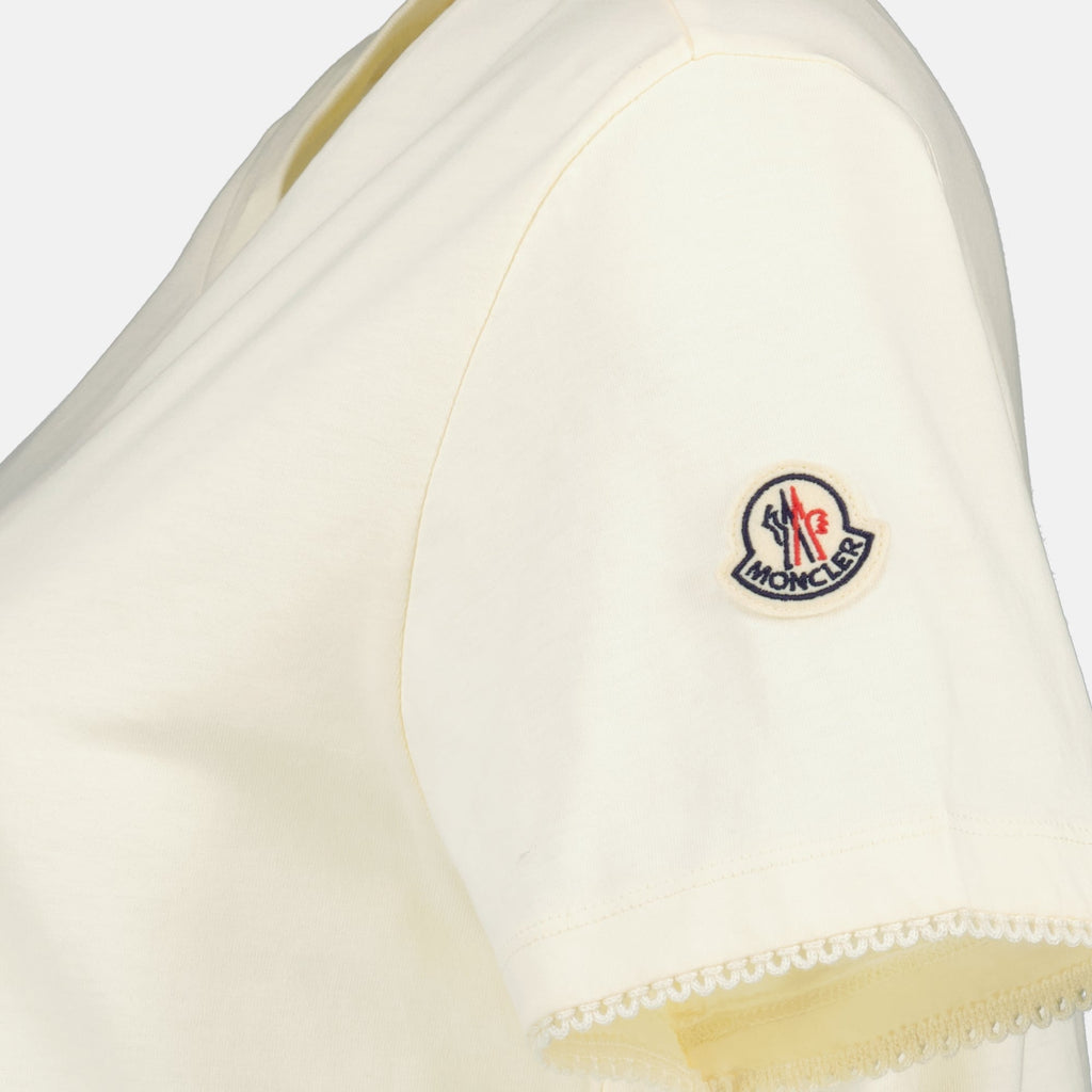 Image of White Logo T-Shirt by Moncler for Women - Season Spring-Summer 2026 - Detail View 1