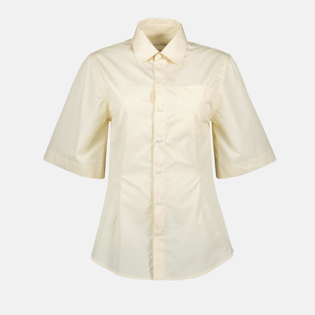 pastel yellow shirt, cotton shirt, AMI Paris, fitted shirt, Spring-Summer collection