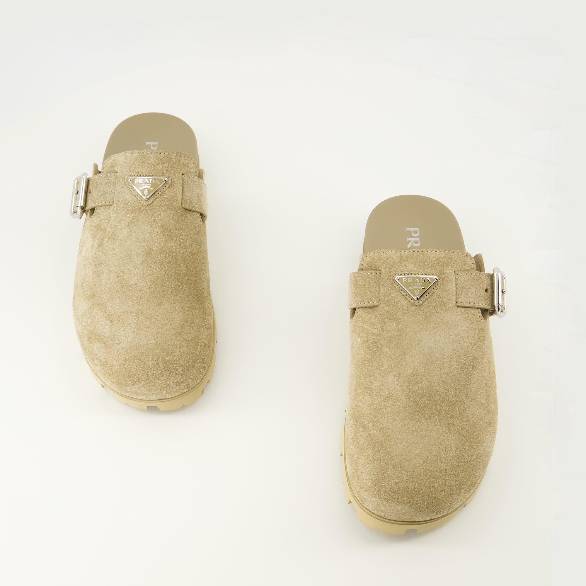 Beige Velvet Calfskin Mules - Prada - Men | WE IN STYLE