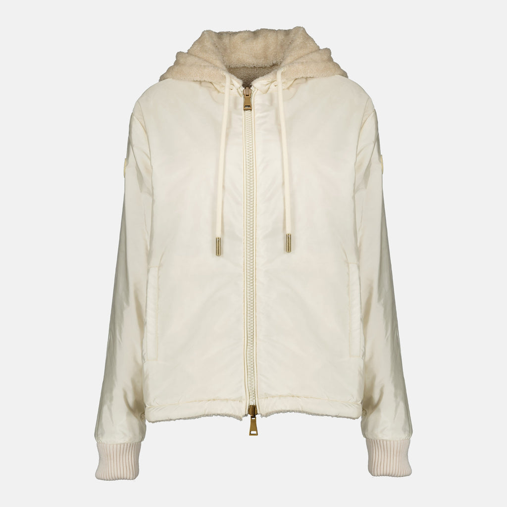 Moncler sweatshirt, teddy zip sweatshirt, reversible jacket, Autumn-Winter collection, beige sweatshirt