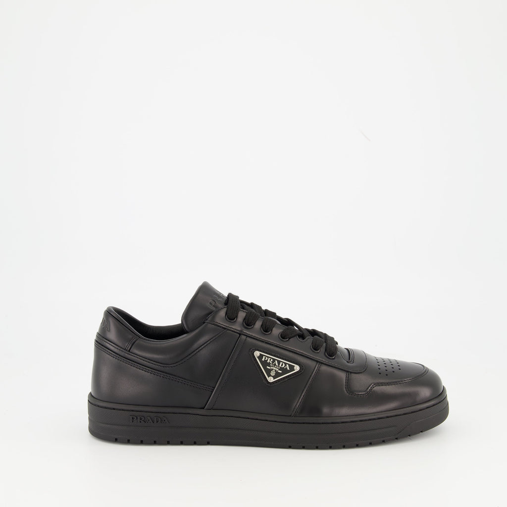 Prada baskets, black leather sneakers, luxury footwear, Autumn-Winter collection, designer shoes