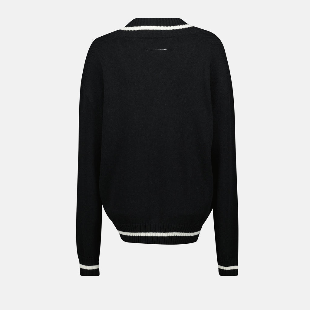 knitted sweater, black and white sweater, oversized fit, MM6, spring summer collection