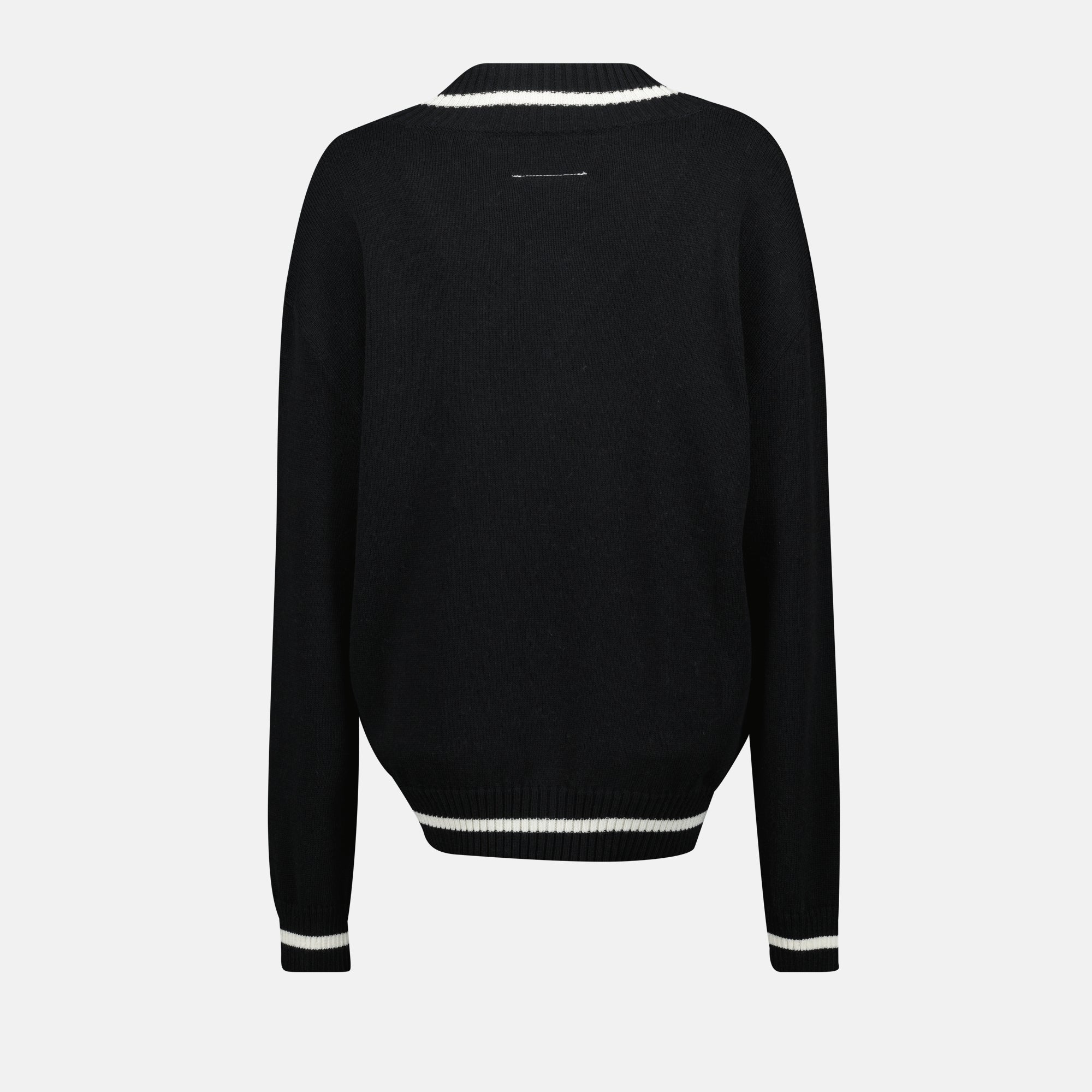 knitted sweater, black and white sweater, oversized fit, MM6, spring summer collection