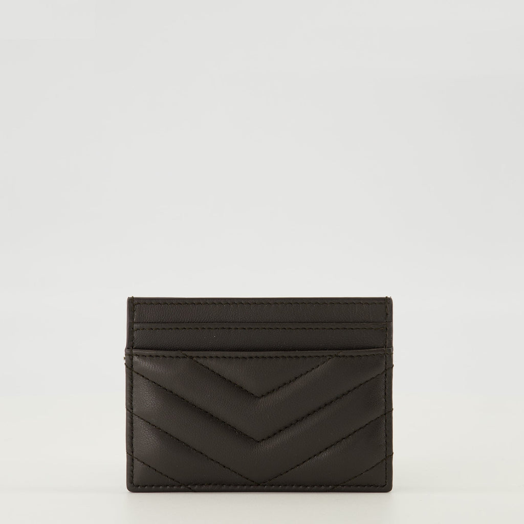 chevron wallet, dark leather wallet, YSL accessories, designer wallet, premium cardholder