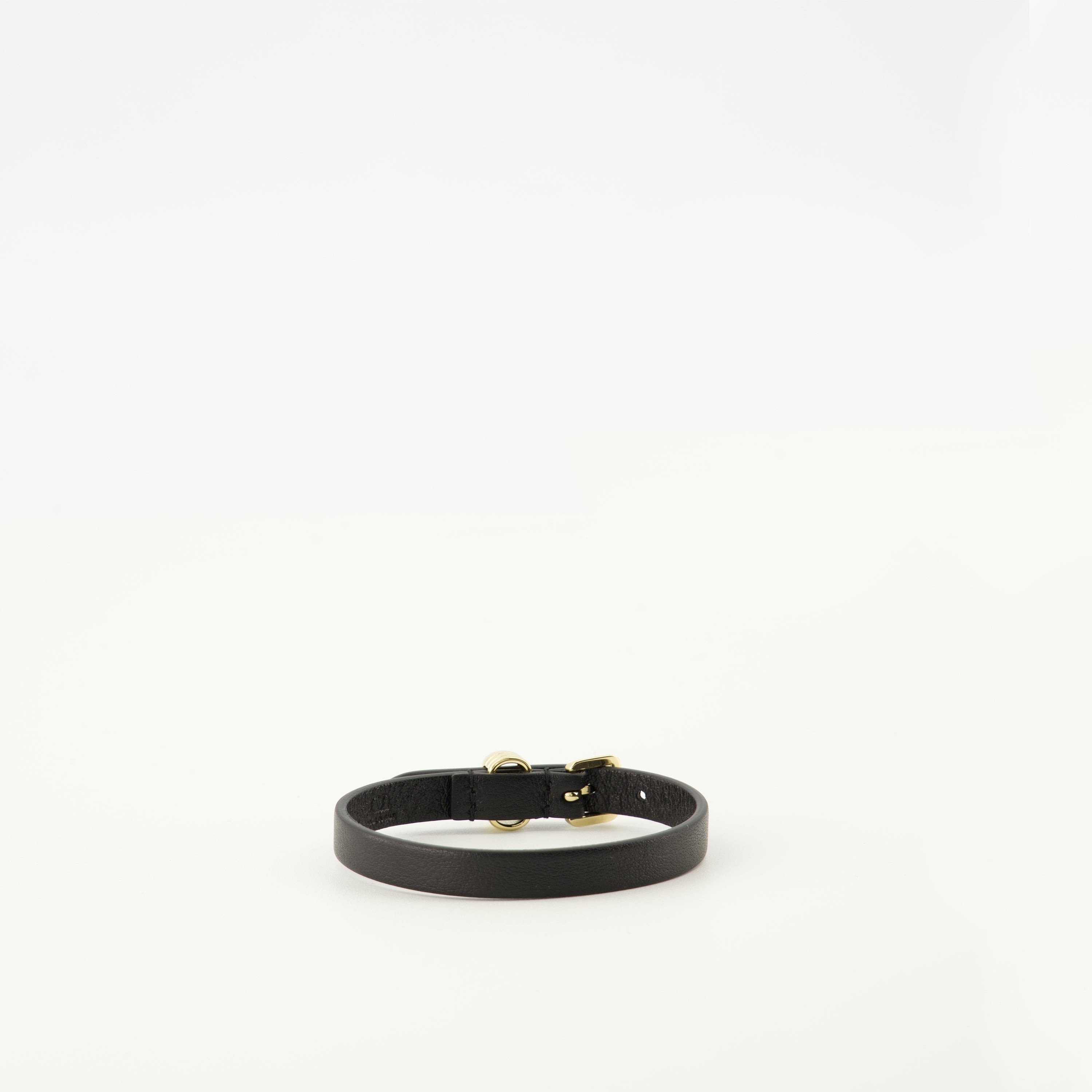 VLogo bracelet, Valentino Garavani, black leather accessory, rhinestone details, adjustable bracelet
