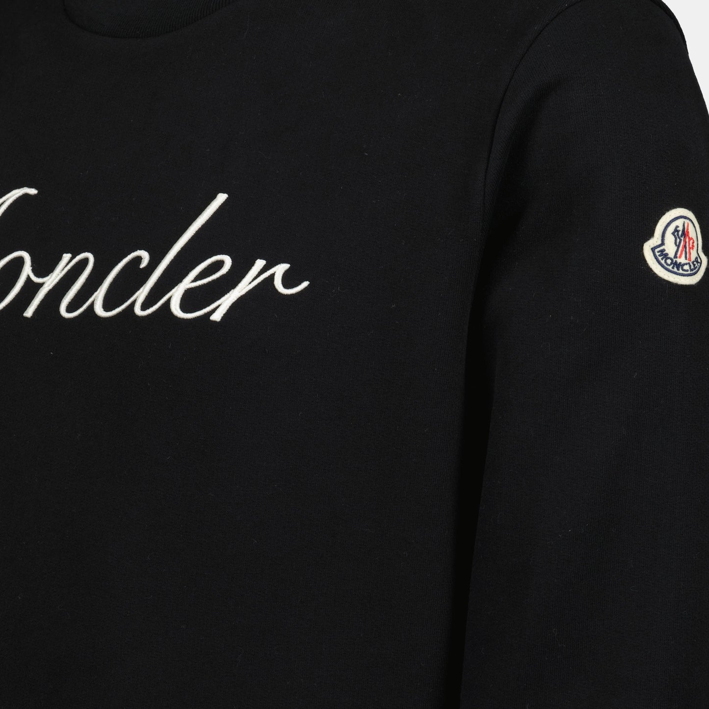 sweatshirt, Moncler sweatshirt, embroidered logo, black sweatshirt, Spring-Summer 2025