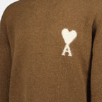 Ami Paris sweater, unisex wool pullover, Ami de Coeur, brown sweater, Autumn-Winter 2025