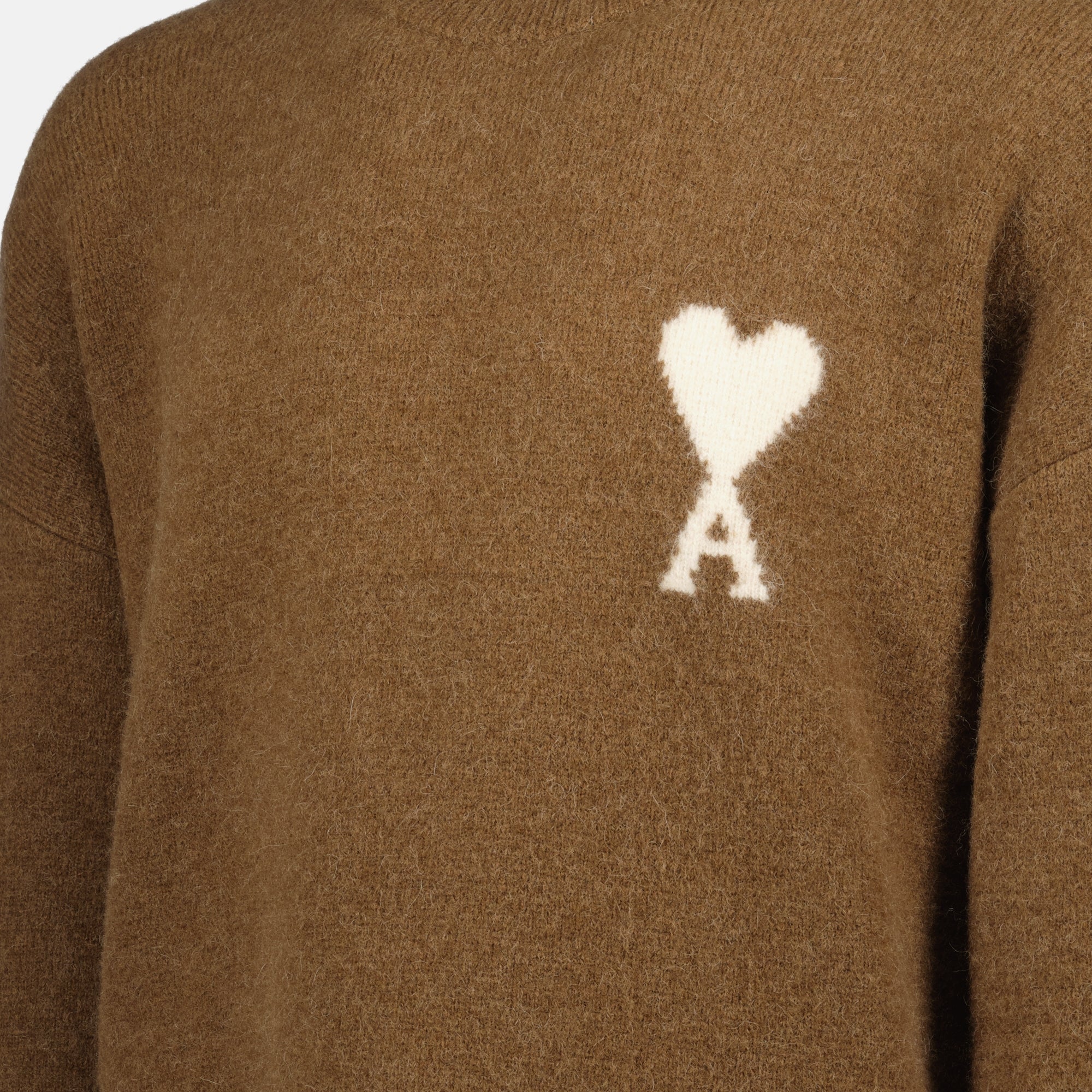 Ami Paris sweater, unisex wool pullover, Ami de Coeur, brown sweater, Autumn-Winter 2025