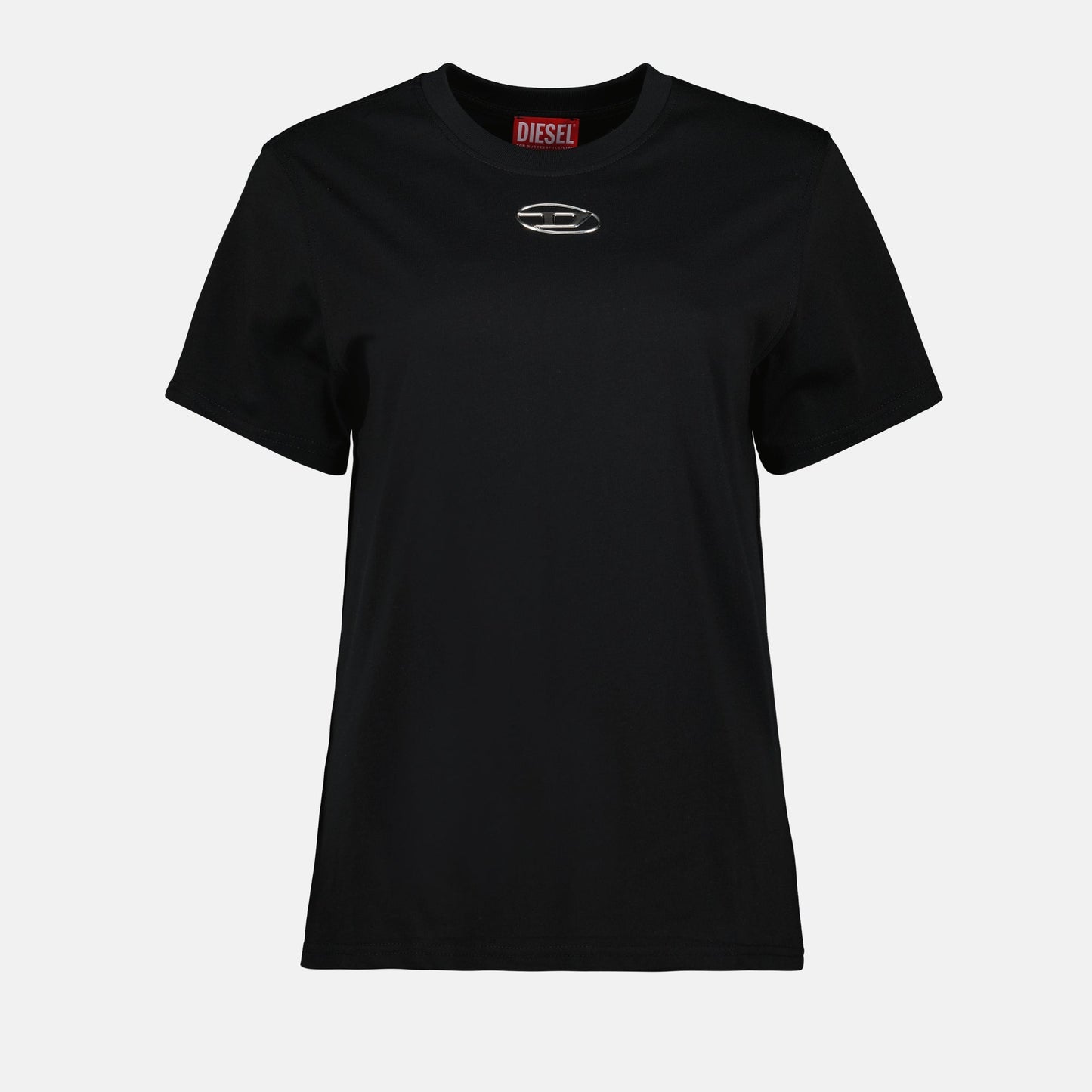 Diesel D-Uncuntie T-shirt, black cotton T-shirt, embossed logo shirt, Spring-Summer 2025 collection, essential wardrobe piece