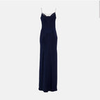 Image d'une robe longue en satin de Rabanne pour femmes - Saison Printemps-Été 2025 - Vue des détails du produit 1