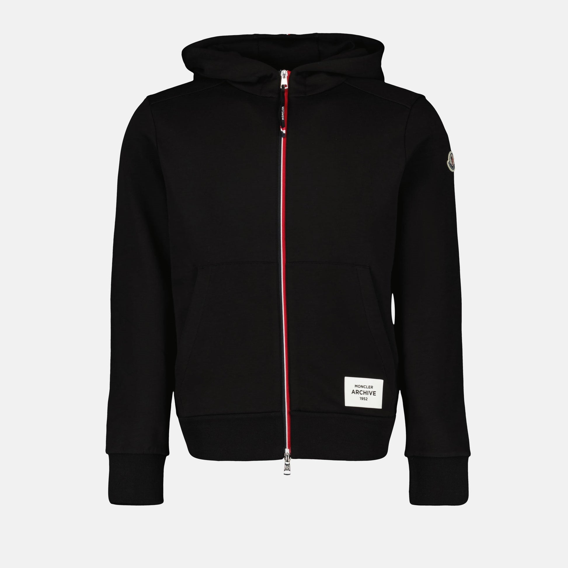 luxury hoodie, black zip-up hoodie, Moncler hoodie, designer hoodie, Autumn-Winter 2024 collection