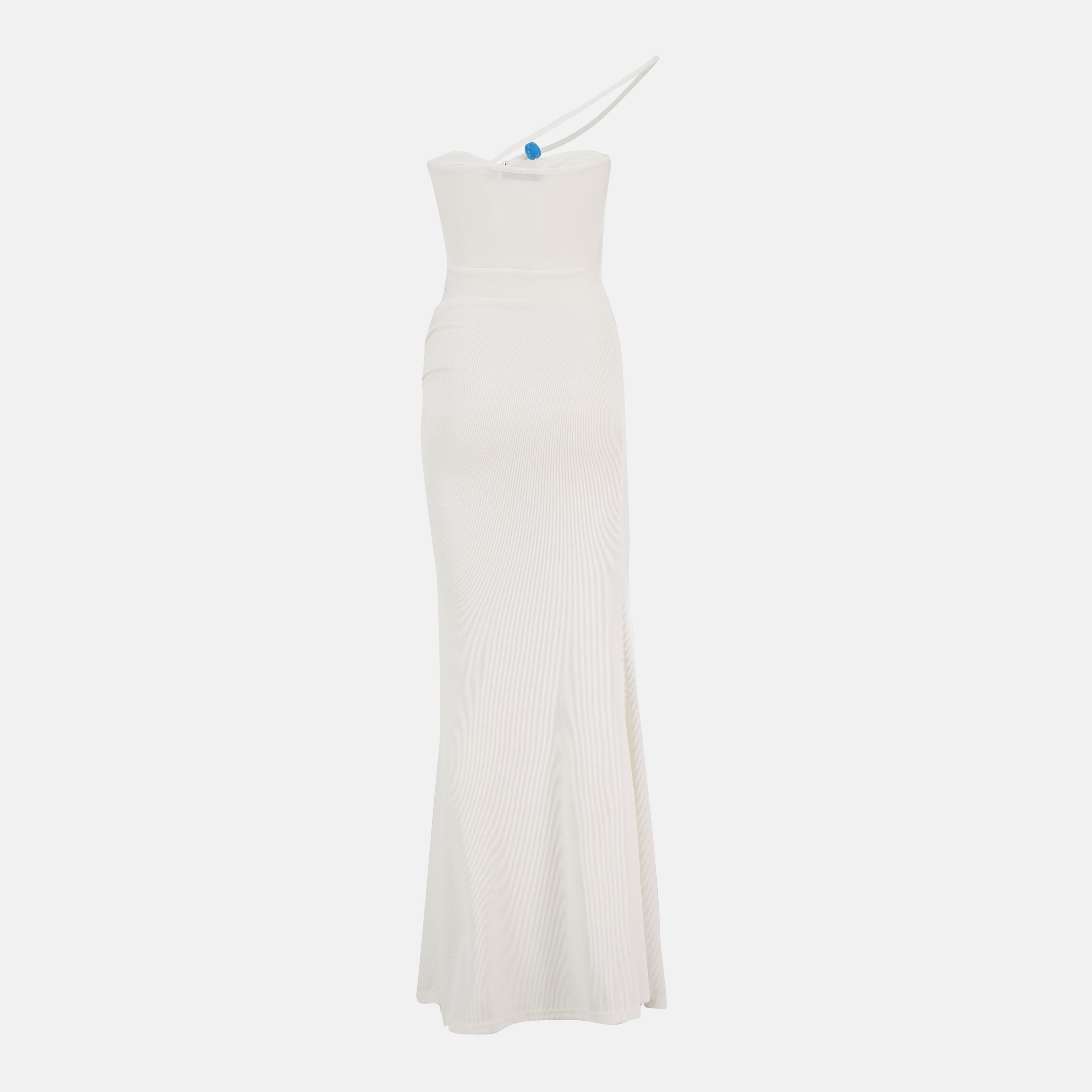 Christopher Esber dress, long white dress, sculpted bodice dress, elegant evening wear, Autumn-Winter collection