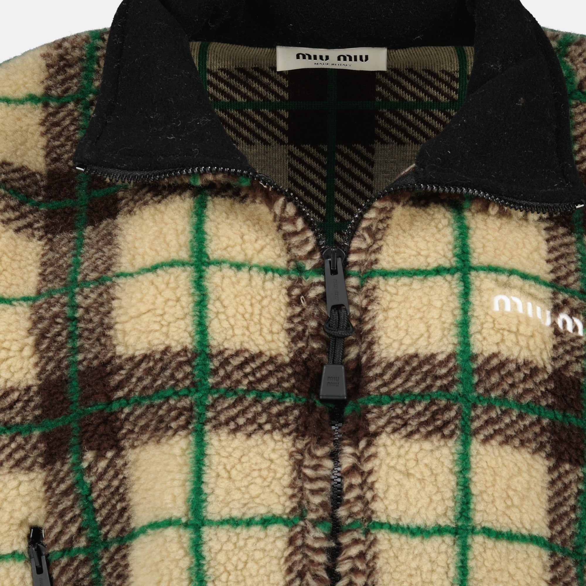 Chaqueta de Forro Polar a Cuadros Beige