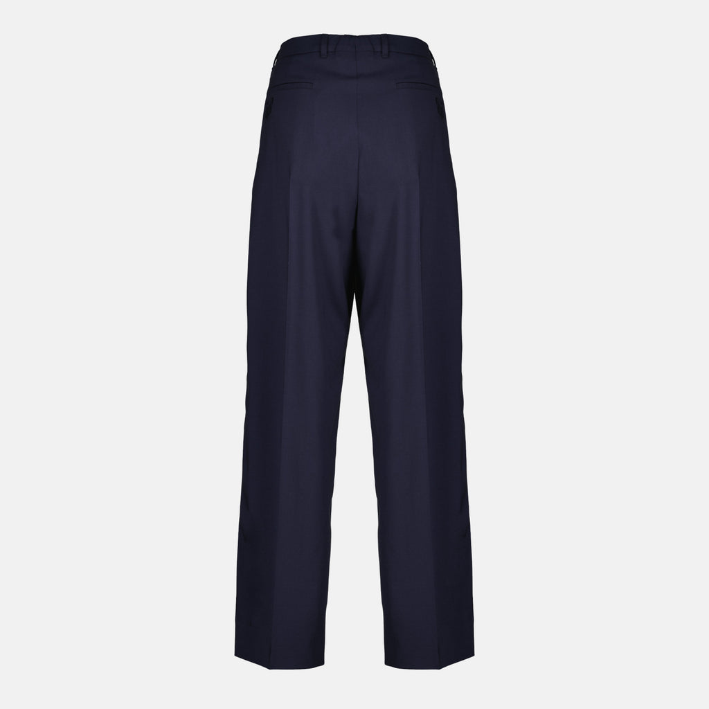 navy wool trousers, Miu Miu clothing, wide cut trousers, spring summer collection, designer fashion