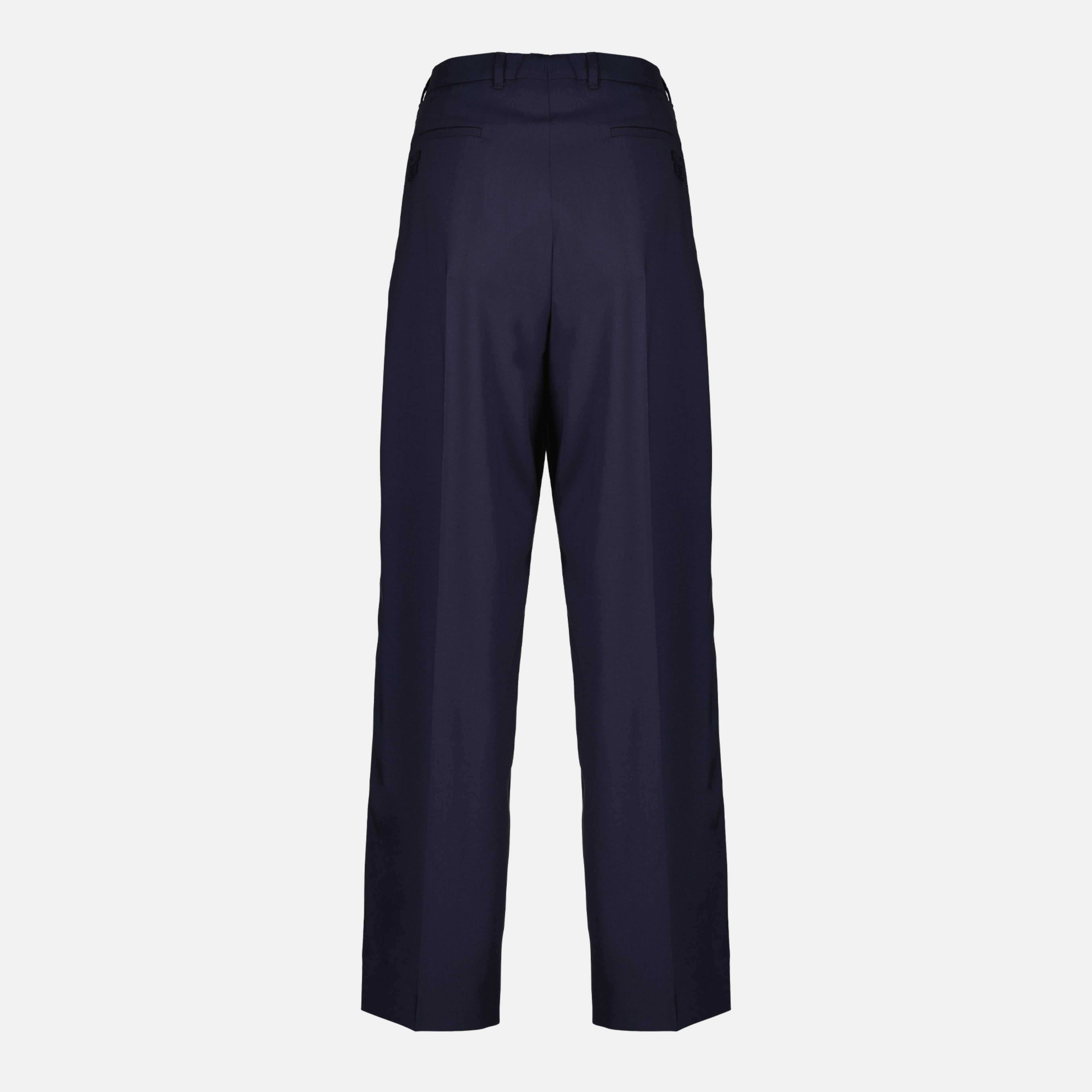 navy wool trousers, Miu Miu clothing, wide cut trousers, spring summer collection, designer fashion
