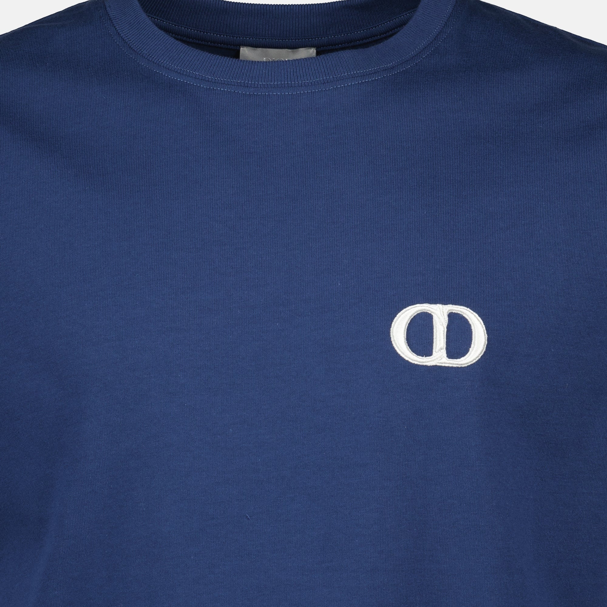 Dior T-shirt, CD Icon Tee, blue cotton T-shirt, men's casual wear, embroidered T-shirt