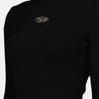 Image of Black Ribbed Knit Turtleneck Sweater by Diesel for Women - Season Autumn-Winter 2024 - Detail View 5
