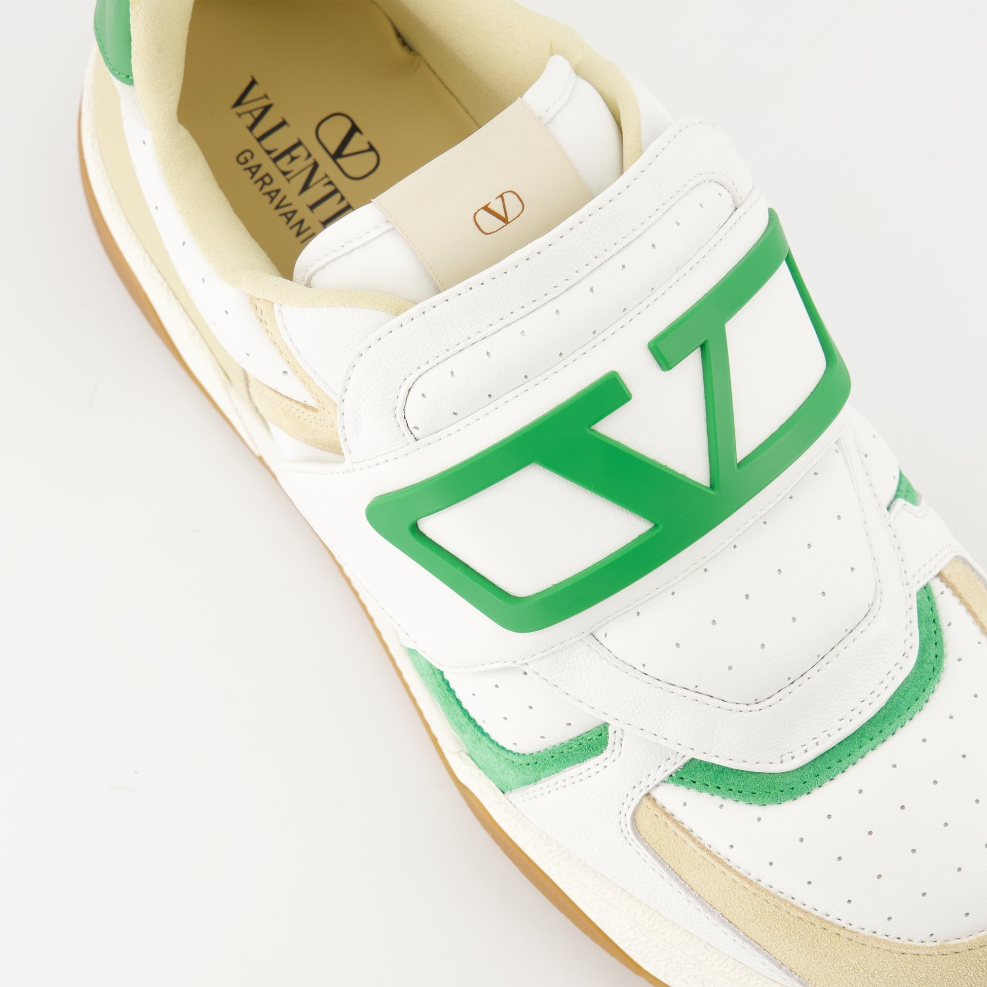 Valentino Garavani sneakers, green sneakers, premium leather footwear, non-slip sneakers, VLogo sneakers