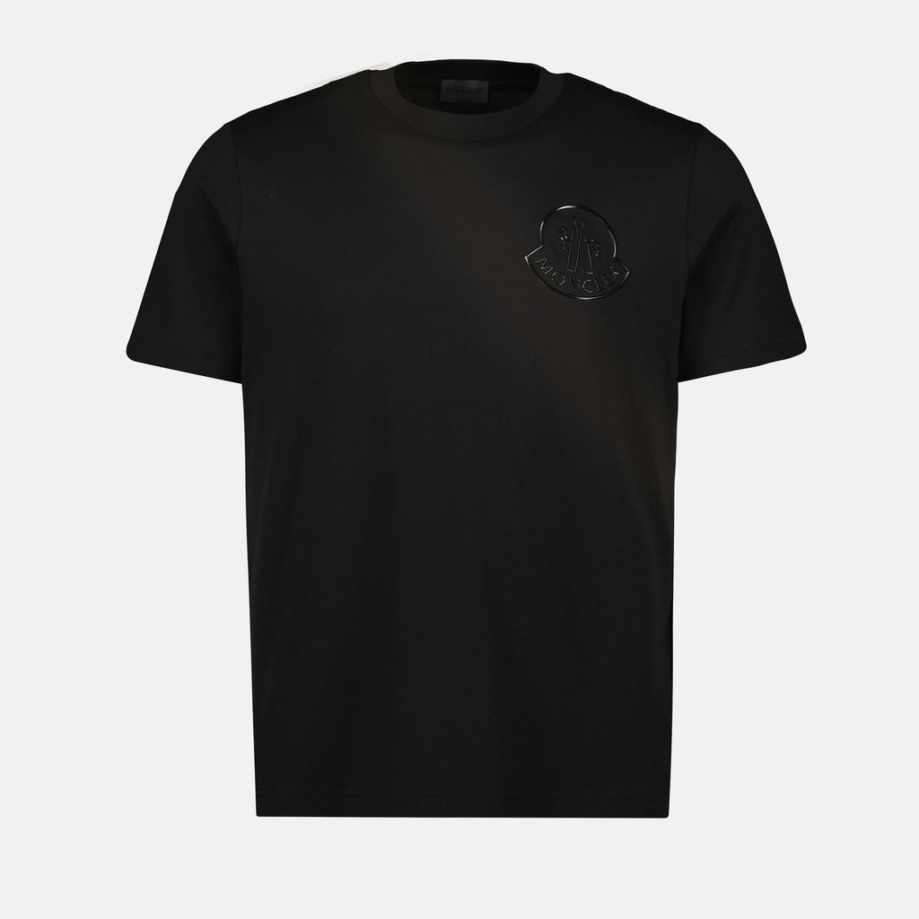 Image of Black Logo T-Shirt by Moncler for Men - Season Autumn-Winter 2025 - Front View