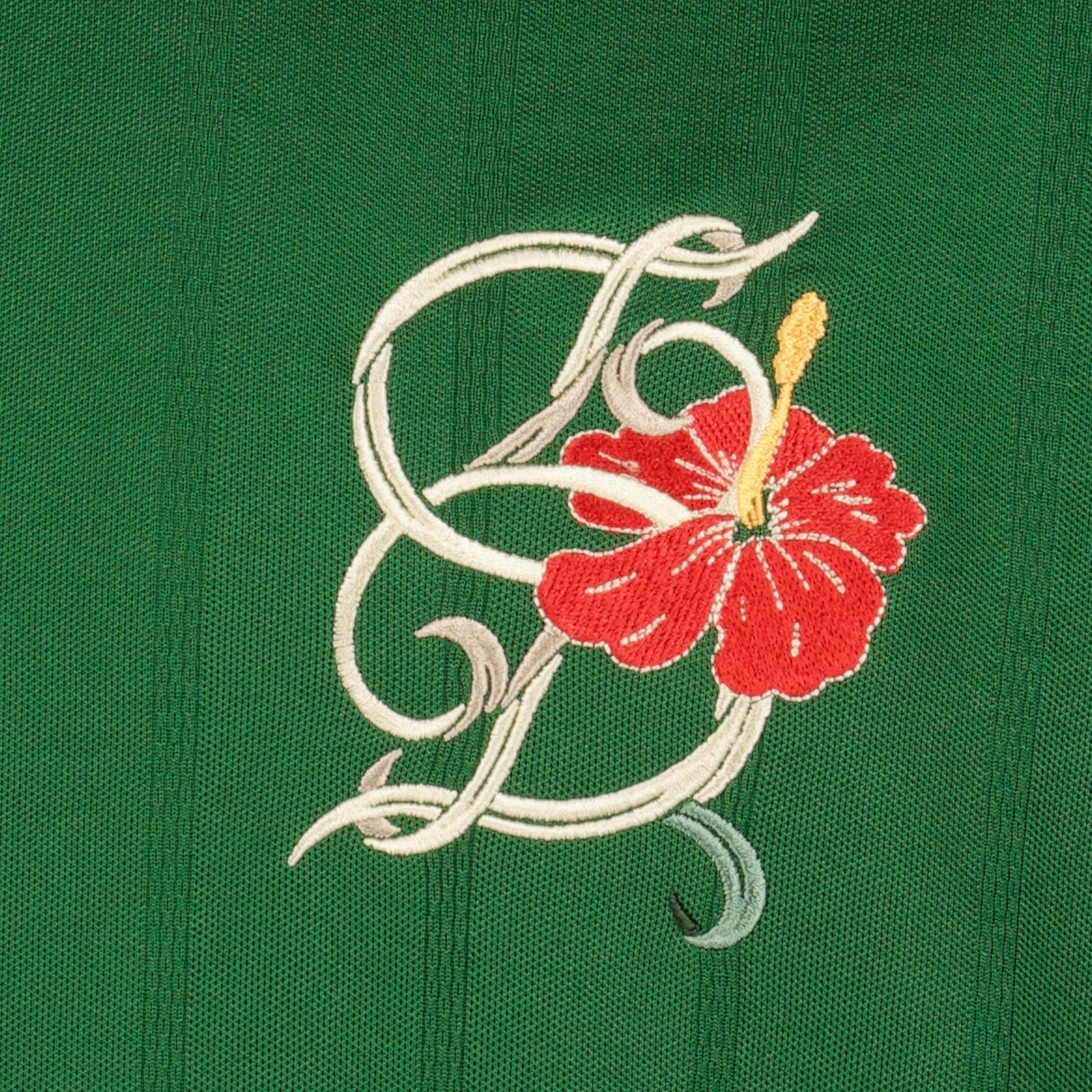 D-Hibiscus Green Cotton Polo