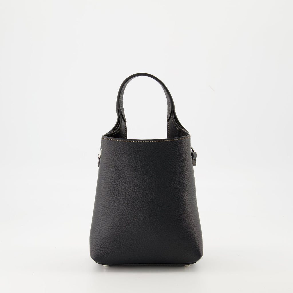 Tod's bucket bag, black leather bag, luxury handbag, calf leather accessory, designer bag