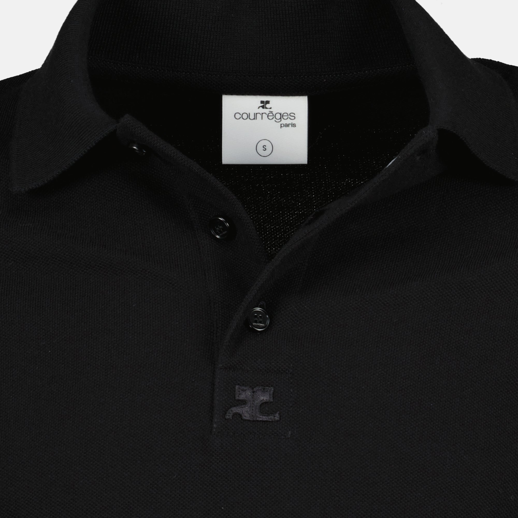 Image of Black Cotton Polo by Courrèges for Men - Season Spring-Summer 2026 - Detail View 2