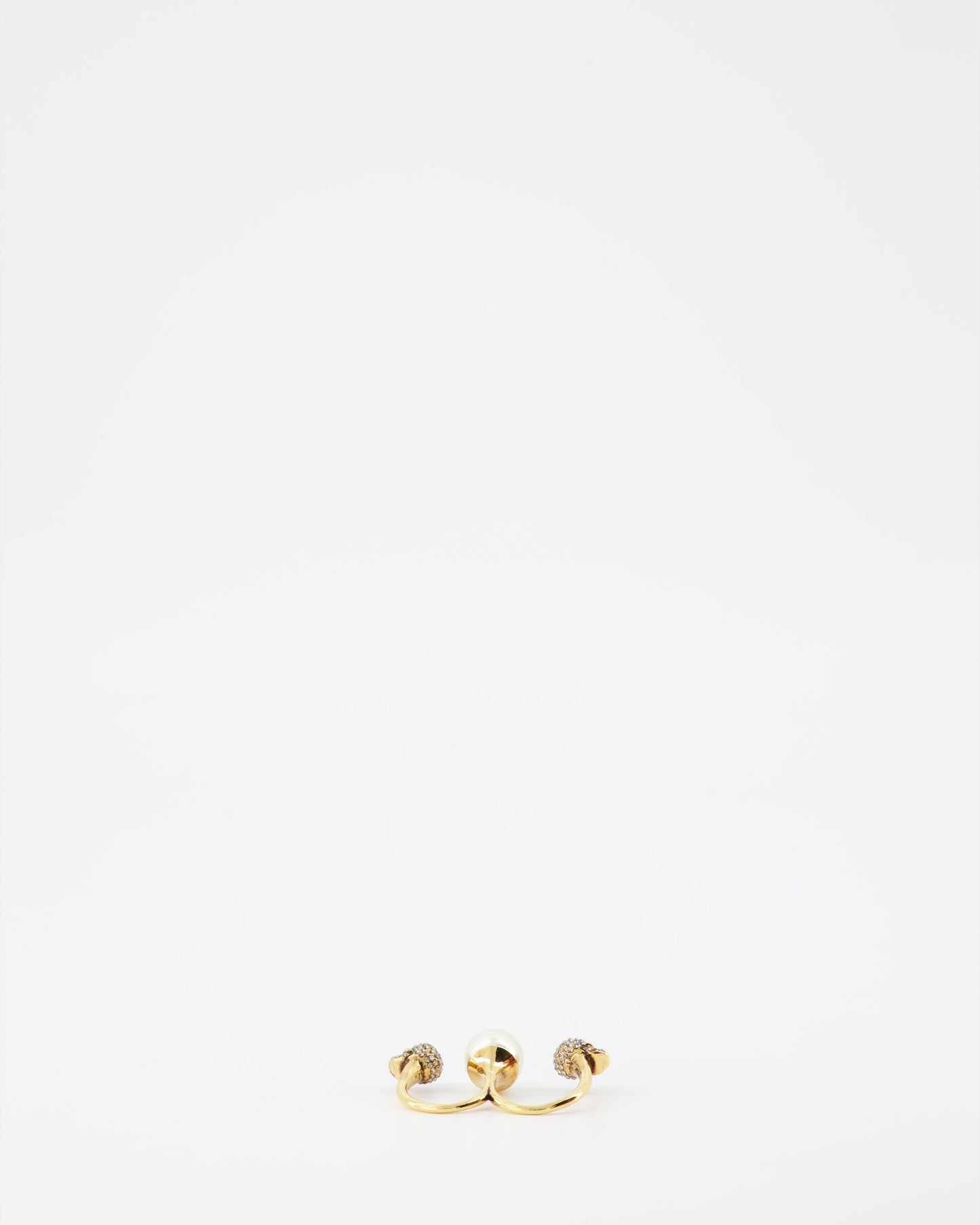 Alexander McQueen, Double Skull Ring, Pearl Ring, Luxury Jewelry, Women's Accessories