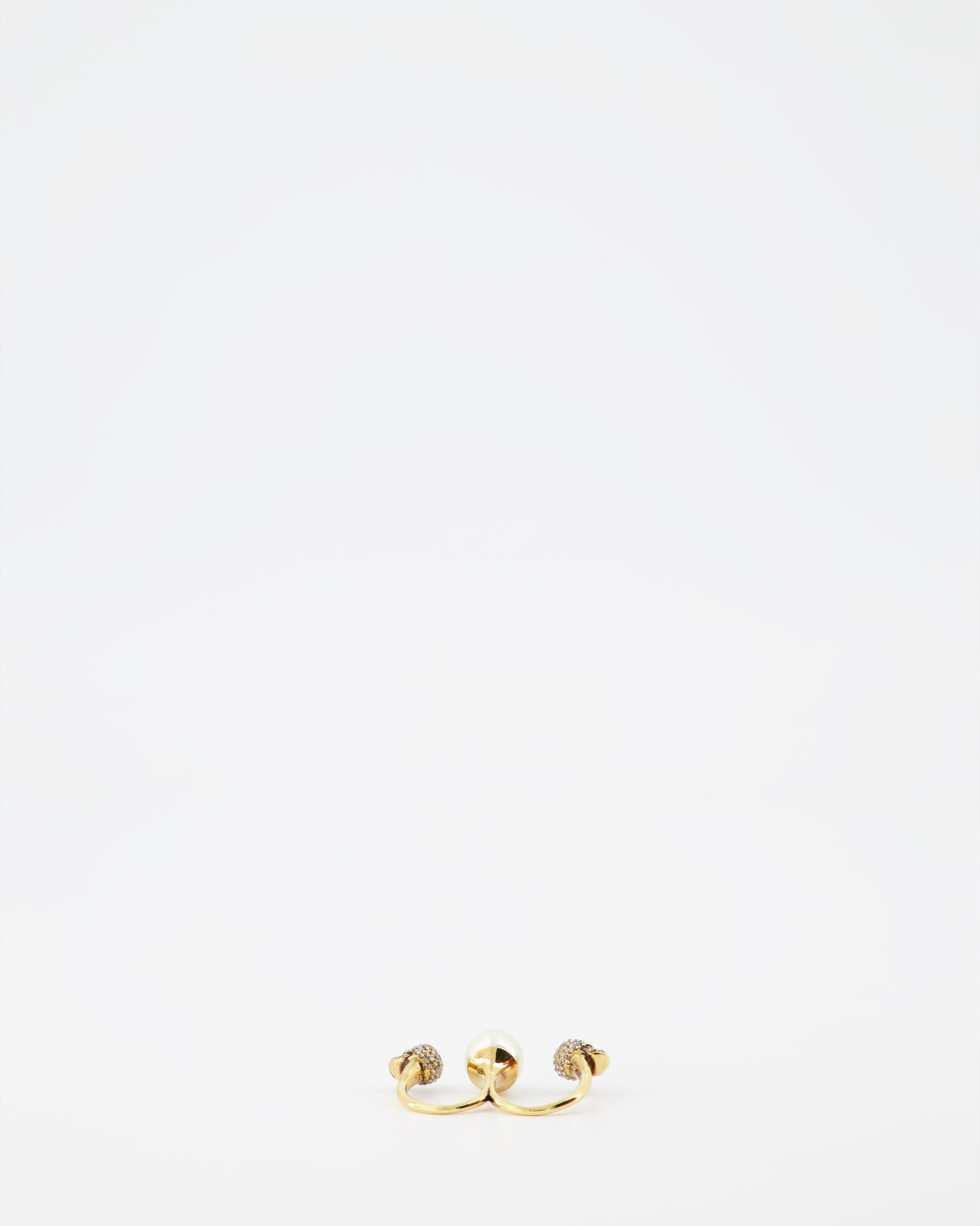 Alexander McQueen, Double Skull Ring, Pearl Ring, Luxury Jewelry, Women's Accessories