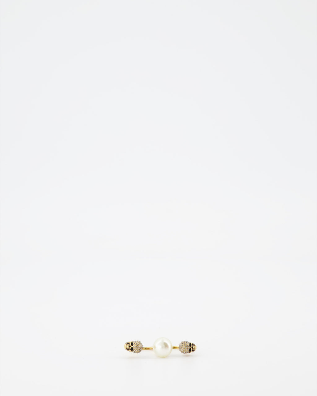 Alexander McQueen, Double Skull Ring, Pearl Ring, Luxury Jewelry, Women's Accessories