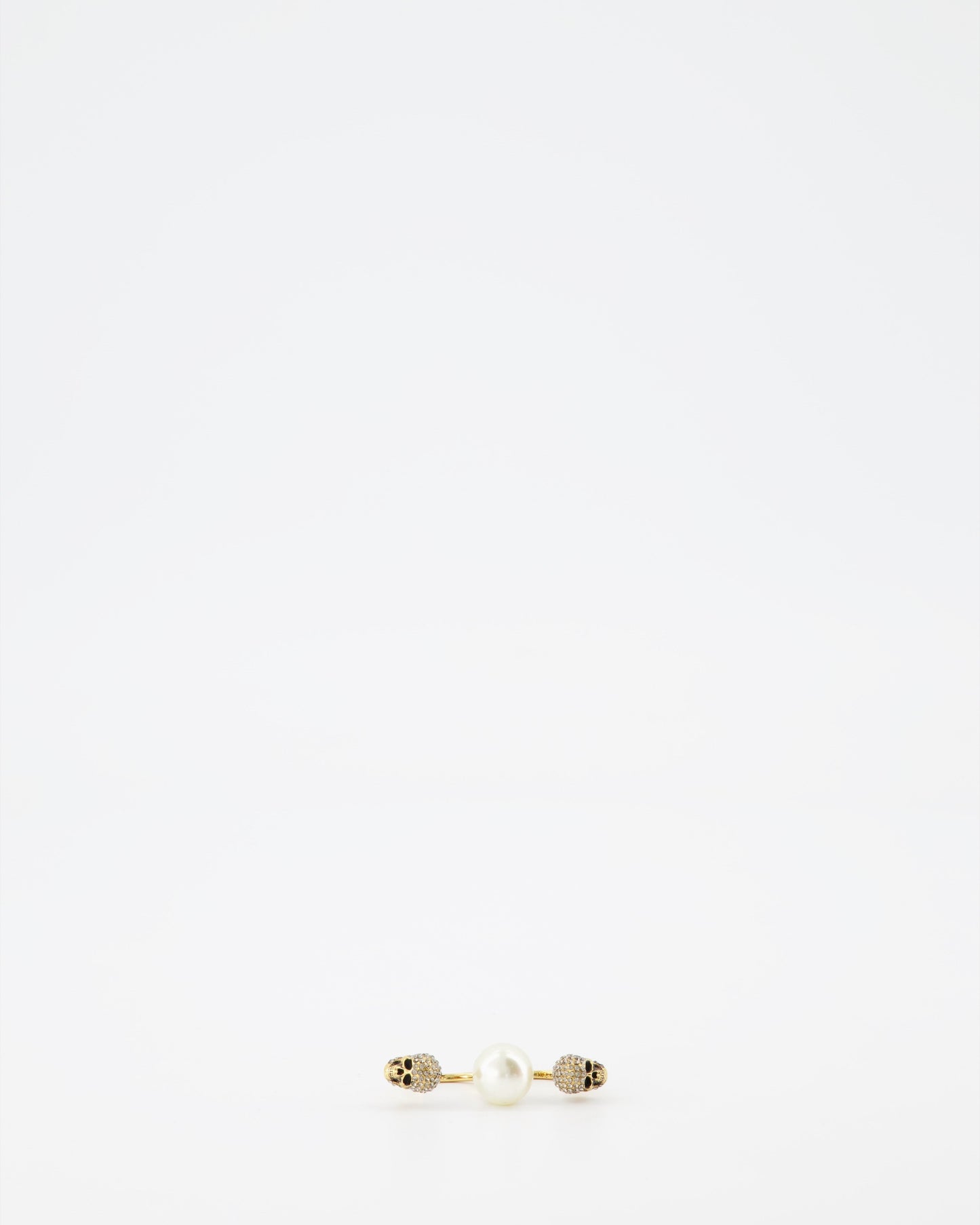 Alexander McQueen, Double Skull Ring, Pearl Ring, Luxury Jewelry, Women's Accessories