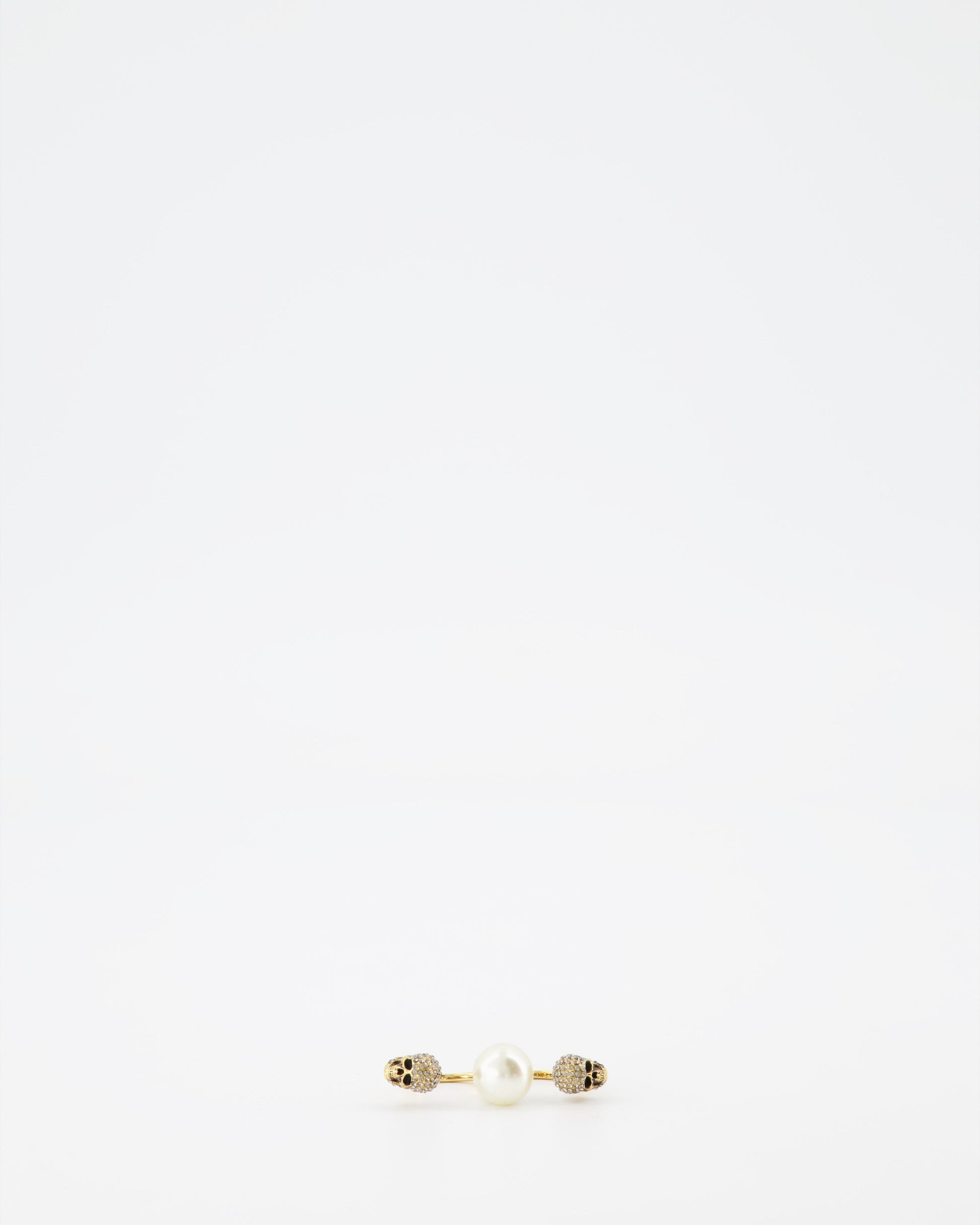 Alexander McQueen, Double Skull Ring, Pearl Ring, Luxury Jewelry, Women's Accessories