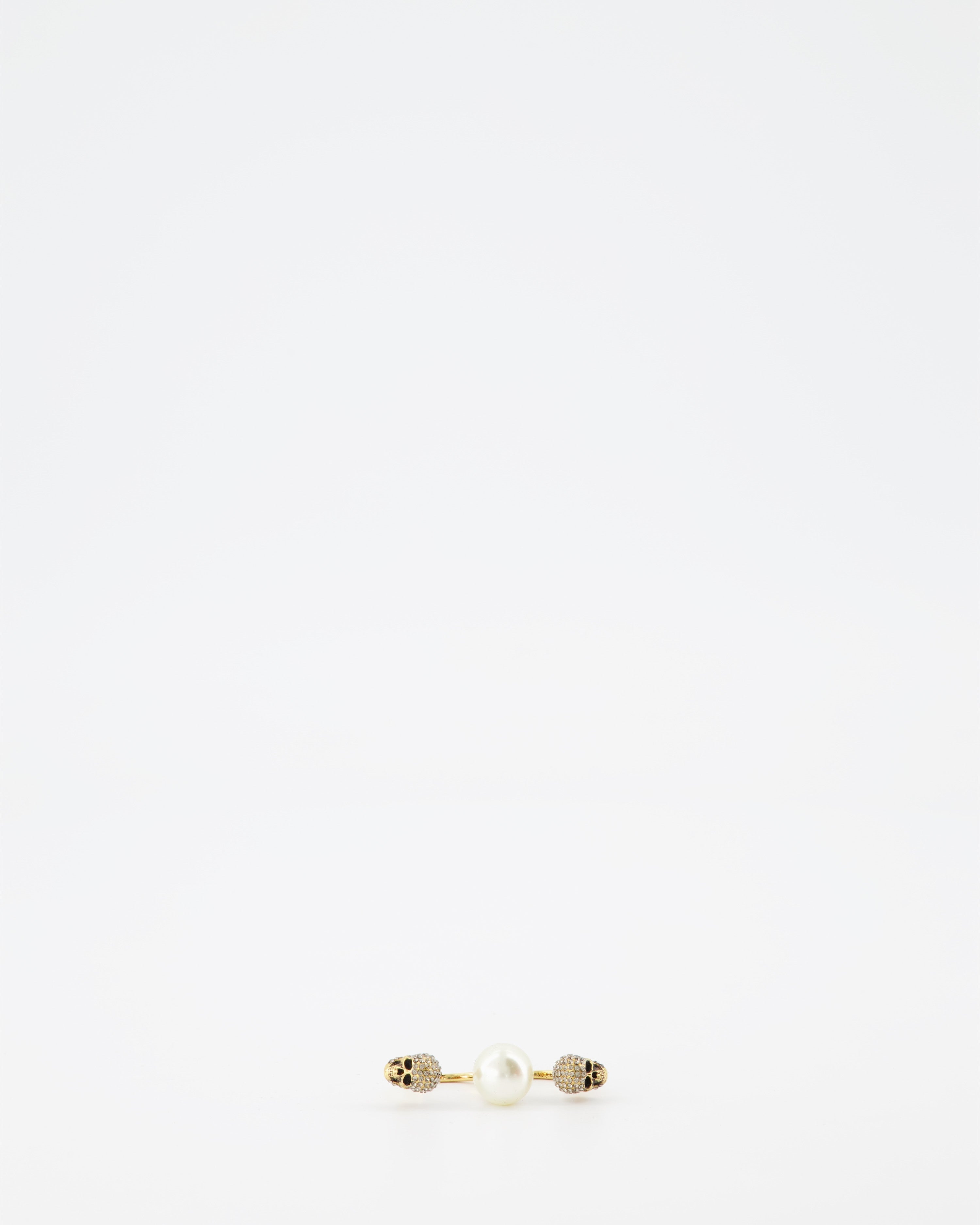 Alexander McQueen, Double Skull Ring, Pearl Ring, Luxury Jewelry, Women's Accessories